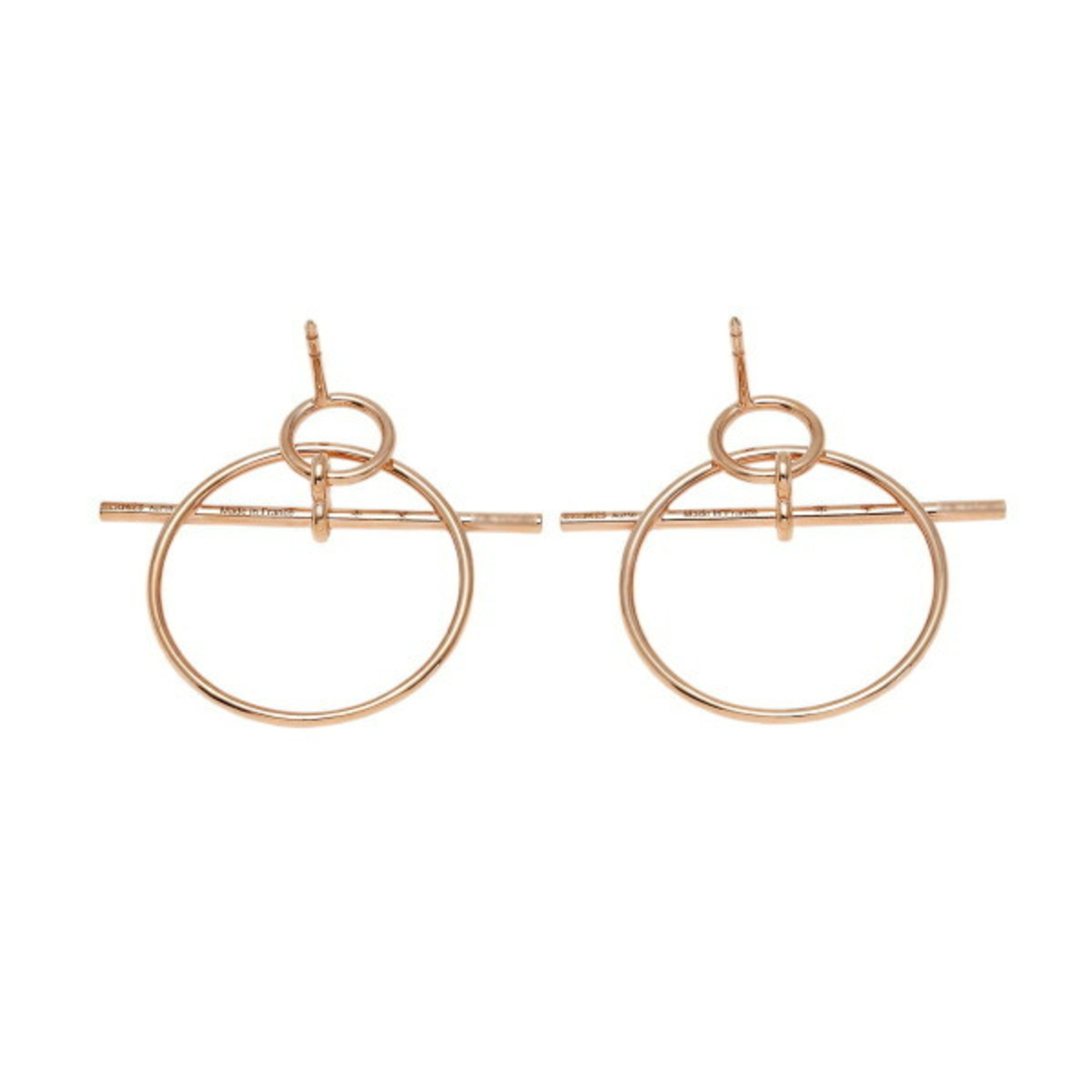 Hermes Loop PM K18PG Pink Gold Earrings