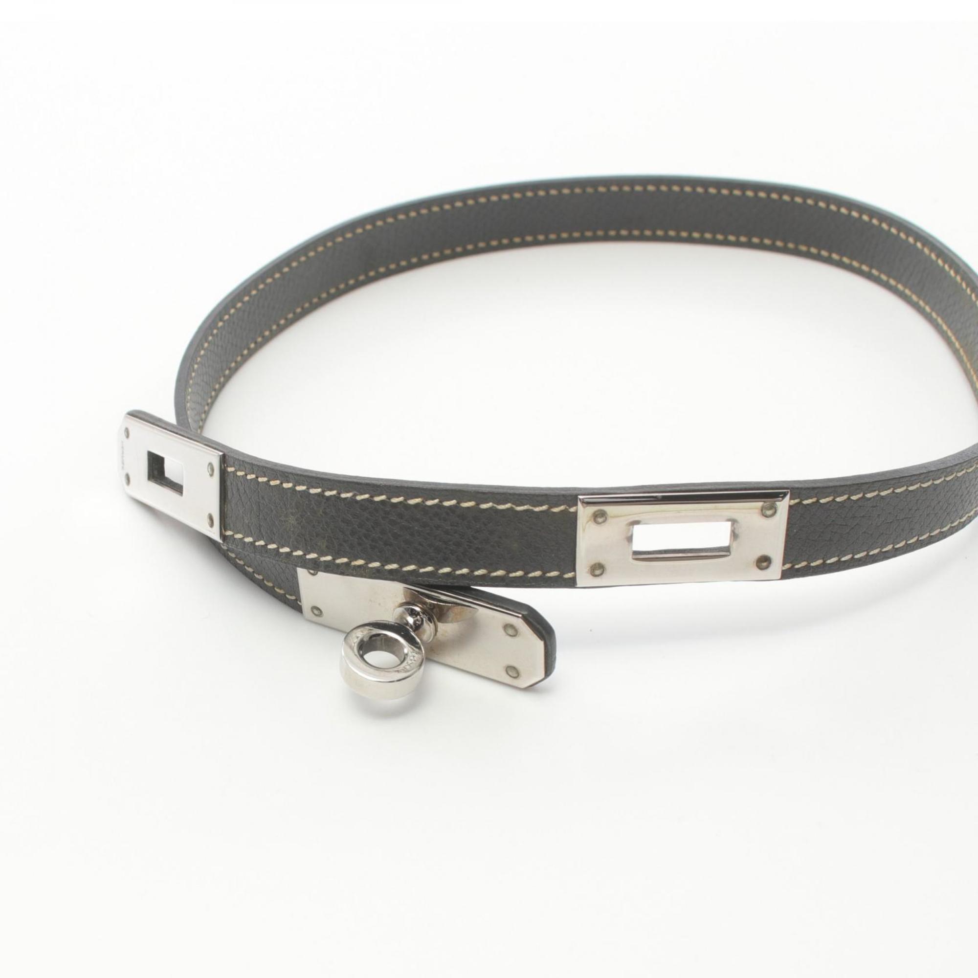 Hermes Kelly Choker, Epsom Leather, Women's, Grey