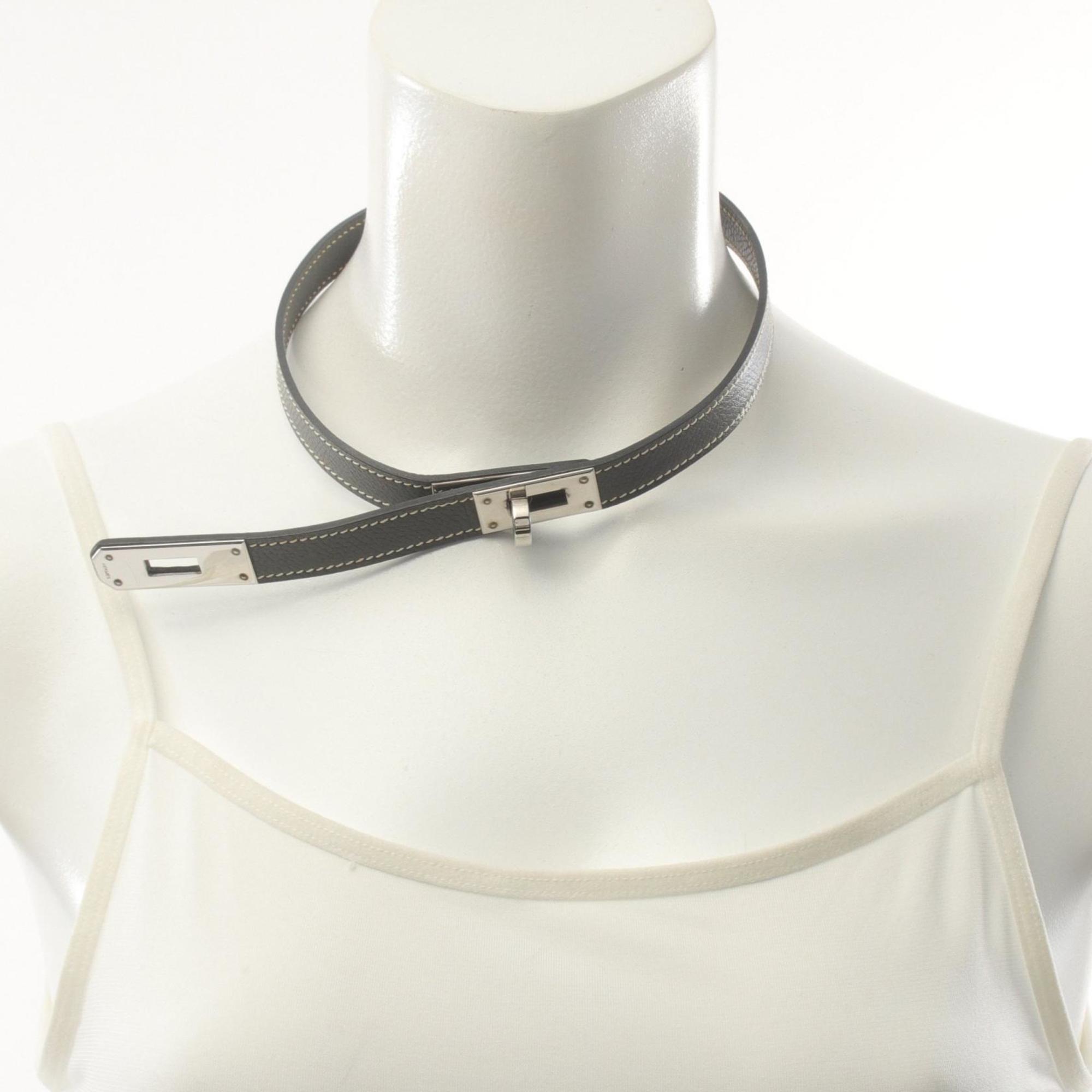 Hermes Kelly Choker, Epsom Leather, Women's, Grey