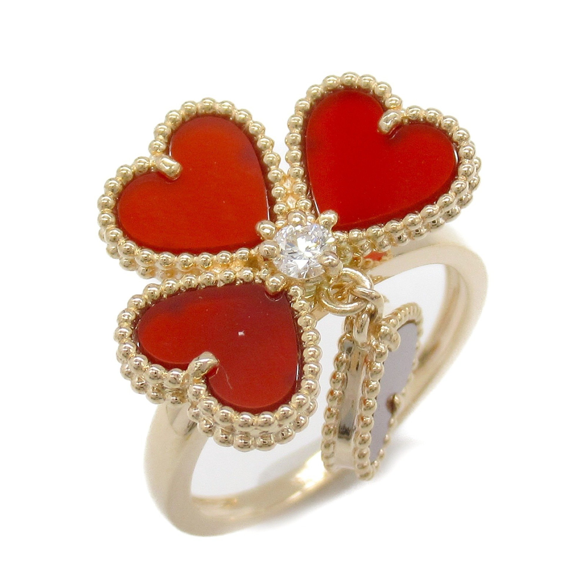 Van Cleef & Arpels Sweet Alhambra Effiage Carnelian Ring, K18PG (pink gold), diamond, carnelian, ladies, clear, orange, VCARN5P600