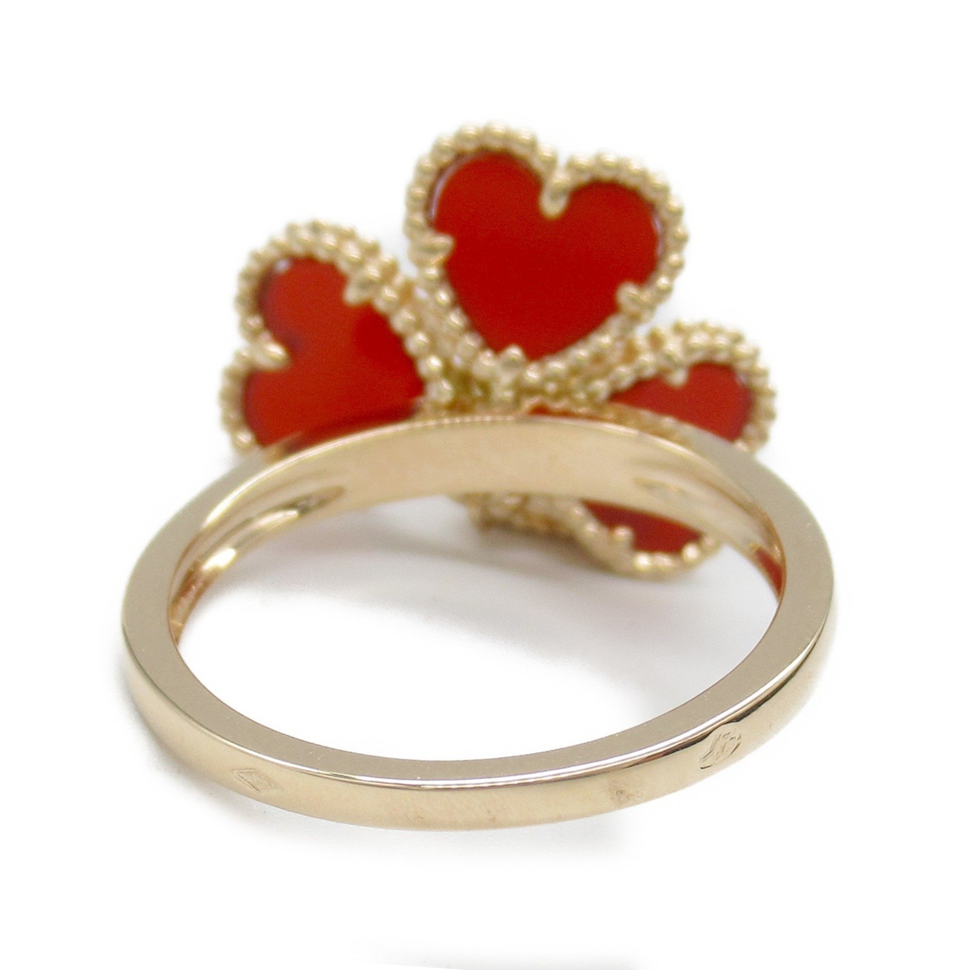 Van Cleef & Arpels Sweet Alhambra Effiage Carnelian Ring, K18PG (pink gold), diamond, carnelian, ladies, clear, orange, VCARN5P600