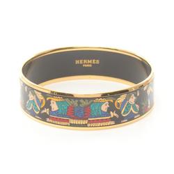 Hermes HERMES Emaille GM Bangle GP (Gold Plated) Cloisonne Women's Gold Black Multicolor