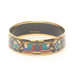 Hermes HERMES Emaille GM Bangle GP (Gold Plated) Cloisonne Women's Gold Black Multicolor