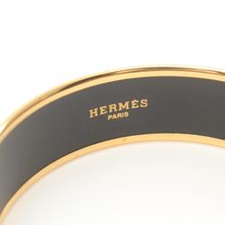 Hermes HERMES Emaille GM Bangle GP (Gold Plated) Cloisonne Women's Gold Black Multicolor