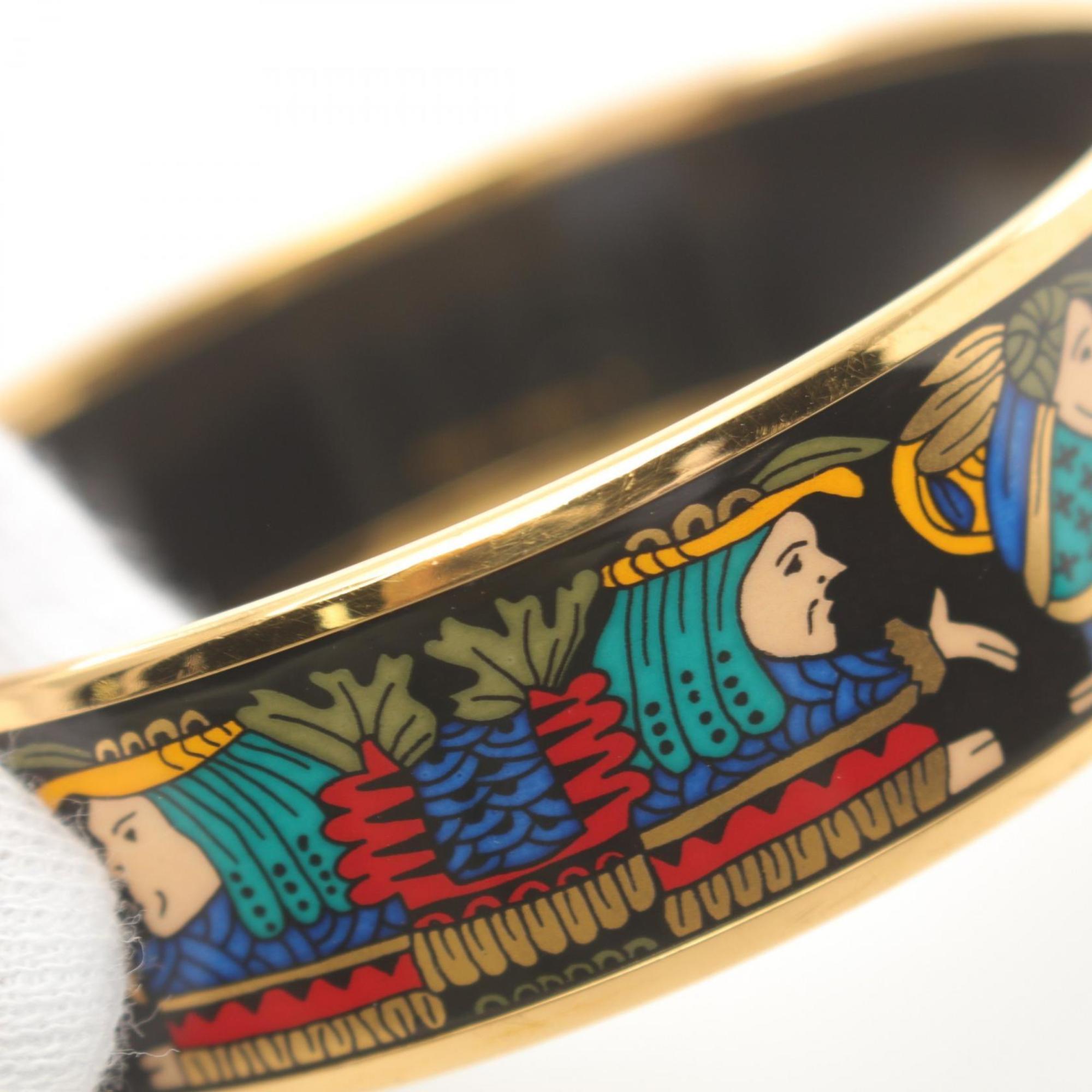 Hermes HERMES Emaille GM Bangle GP (Gold Plated) Cloisonne Women's Gold Black Multicolor