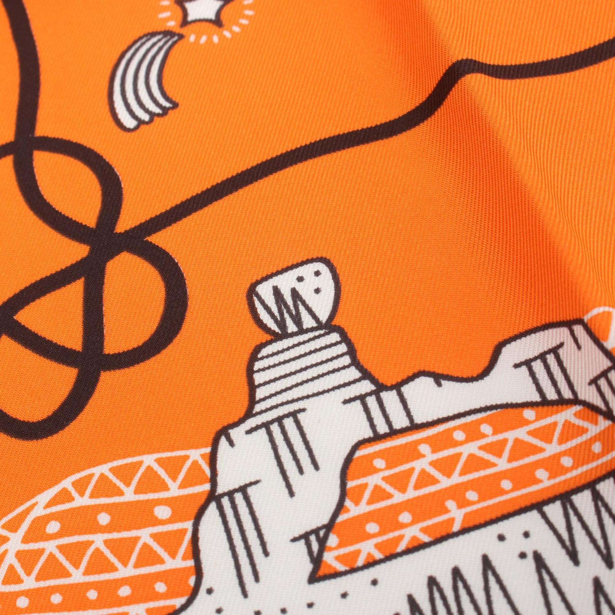 Hermes HERMES Carré 55 Les Canyon sEtoiles Scarf Silk Women's Orange Multicolor