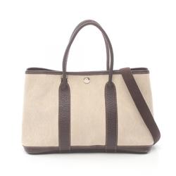 Hermes HERMES Garden TPM Tote Bag Leather Toile H Women's Ivory Brown