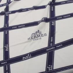 Hermes HERMES Carré 90 Bordeaux Scarf Silk Women's White Navy