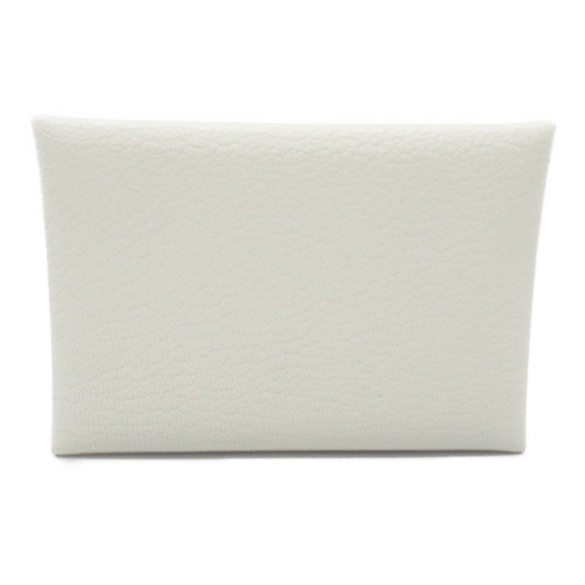 Hermes HERMES Calvi Duo Clé Business Card Holder/Card Case Leather Chevre Mysore Women's White