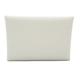 Hermes HERMES Calvi Duo Clé Business Card Holder/Card Case Leather Chevre Mysore Women's White