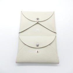 Hermes HERMES Calvi Duo Clé Business Card Holder/Card Case Leather Chevre Mysore Women's White