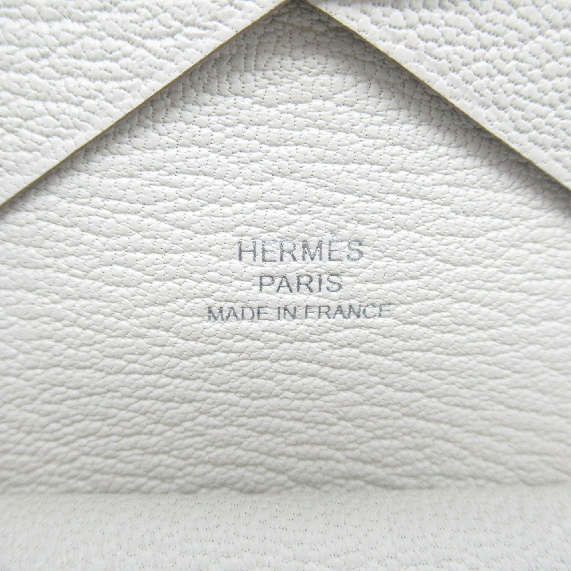 Hermes HERMES Calvi Duo Clé Business Card Holder/Card Case Leather Chevre Mysore Women's White