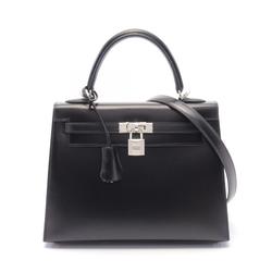 Hermes Kelly 25 Handbag Bag Calfskin (Cowhide) Boxcalf Women's Black 034497CK