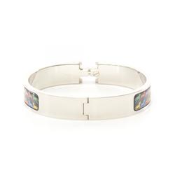 Hermes Click H Bangle Stainless Steel Enamel Women's Silver Navy Multicolor