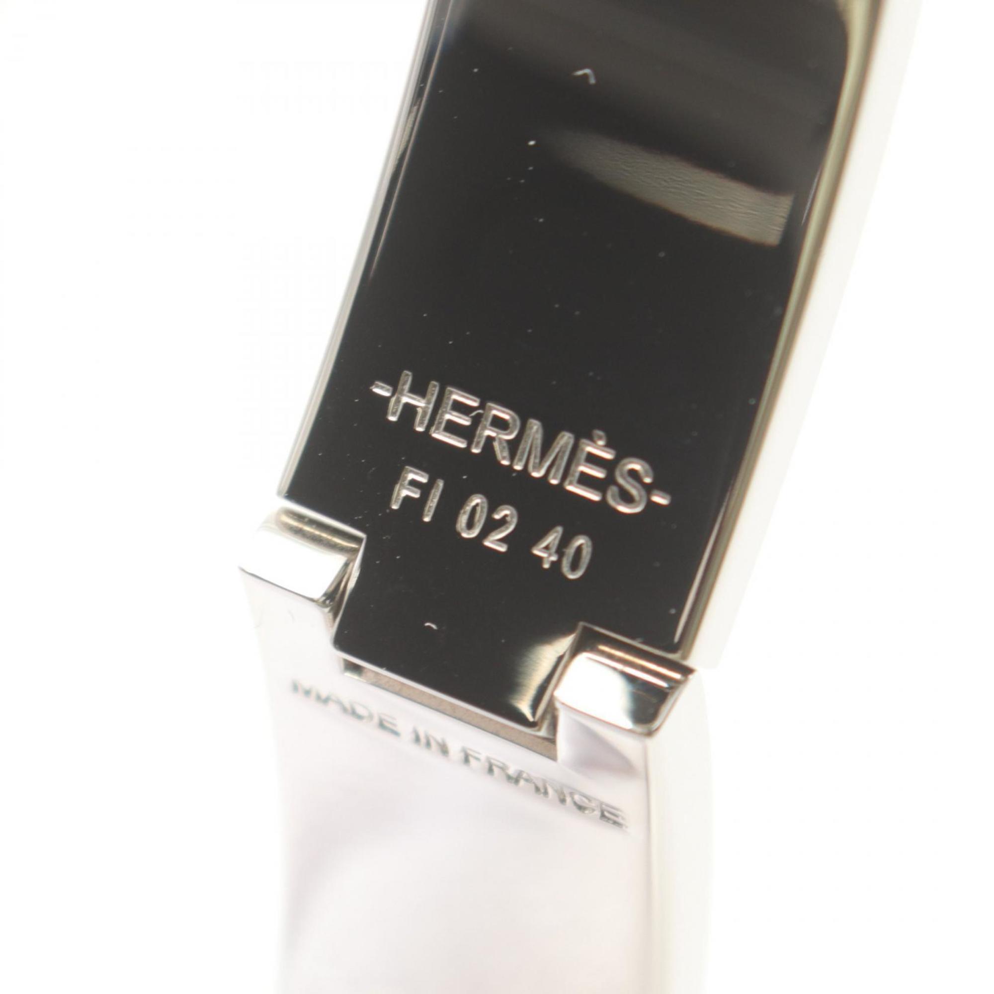 Hermes Click H Bangle Stainless Steel Enamel Women's Silver Navy Multicolor