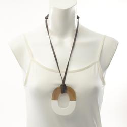 Hermes HERMES Ism Necklace Buffalo Horn Lacquer Women's Beige White