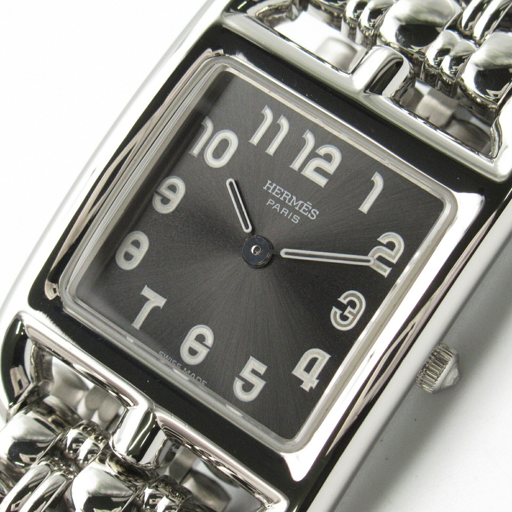 Hermes Cape Cod Watch Stainless Steel Ladies Black CC1.210