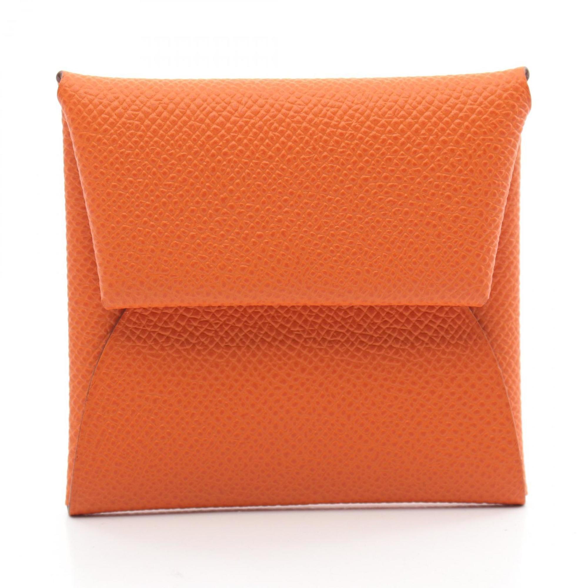 Hermes HERMES Bastia Verso Wallet/Coin Case Wallet Epsom Leather Women's Orange Green