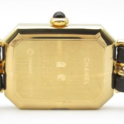 CHANEL Premiere M Watch GP (Gold Plated) Leather Ladies Black H0001