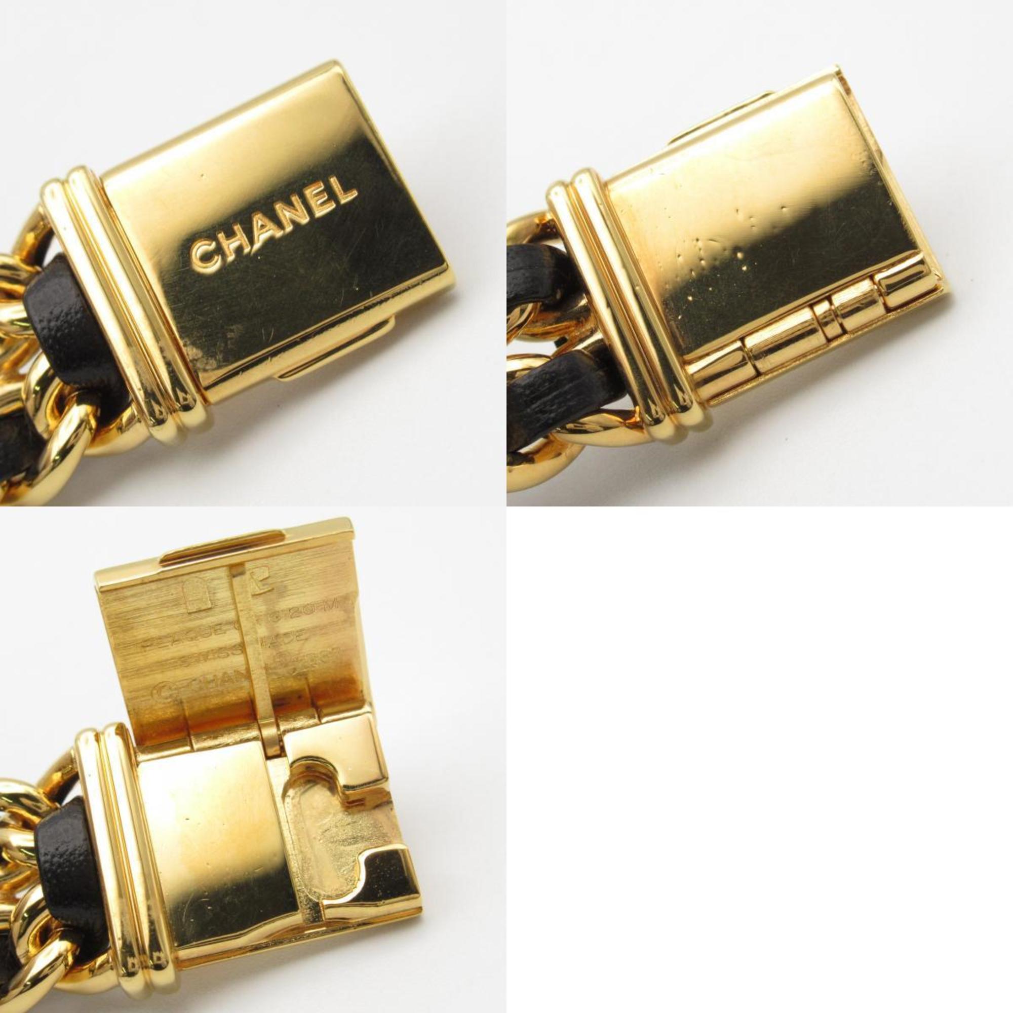 CHANEL Premiere S Watch GP (Gold Plated) Leather Ladies Black H0001