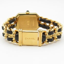 CHANEL Premiere S Watch GP (Gold Plated) Leather Ladies Black H0001