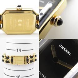 CHANEL Premiere M Watch GP (Gold Plated) Leather Ladies Black H0001