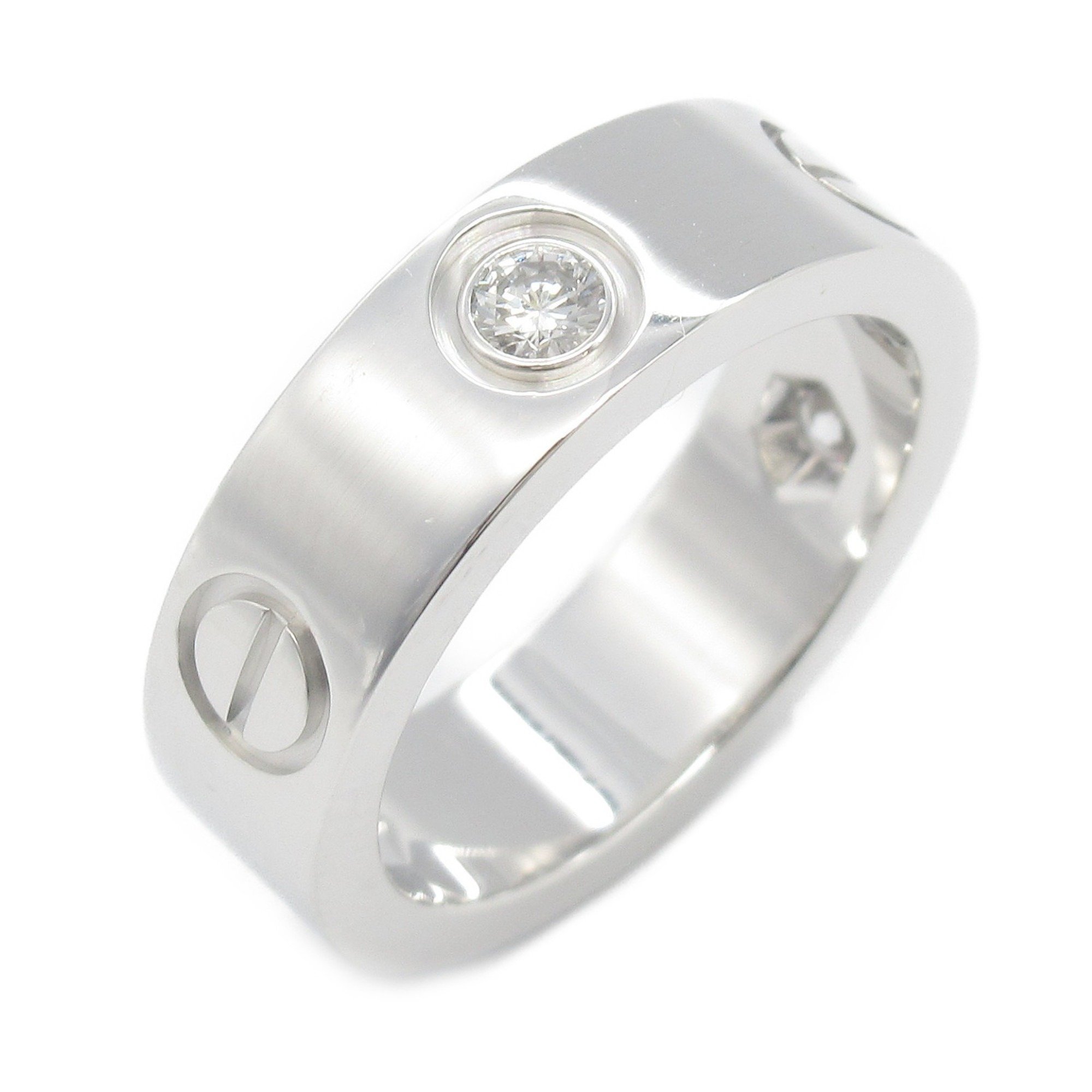 Cartier Love Ring Half Diamond K18WG (White Gold) Ladies Clear