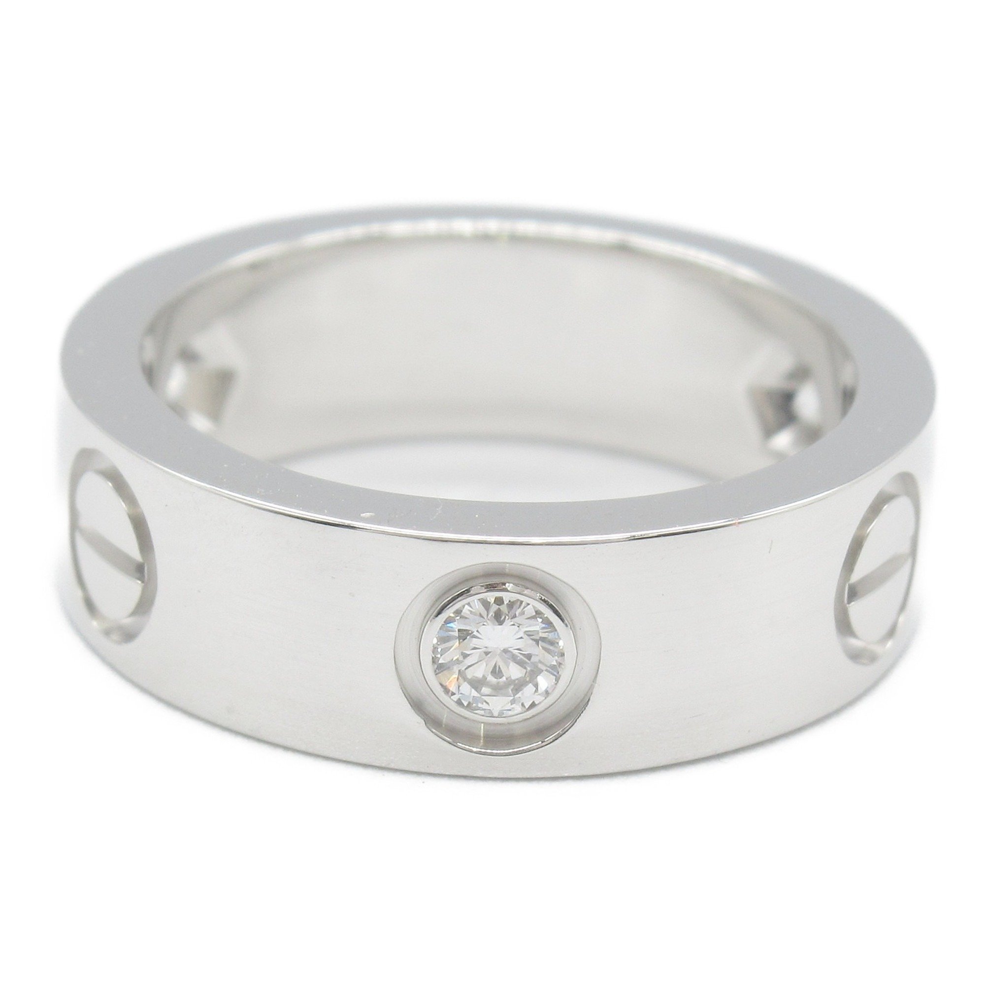 Cartier Love Ring Half Diamond K18WG (White Gold) Ladies Clear