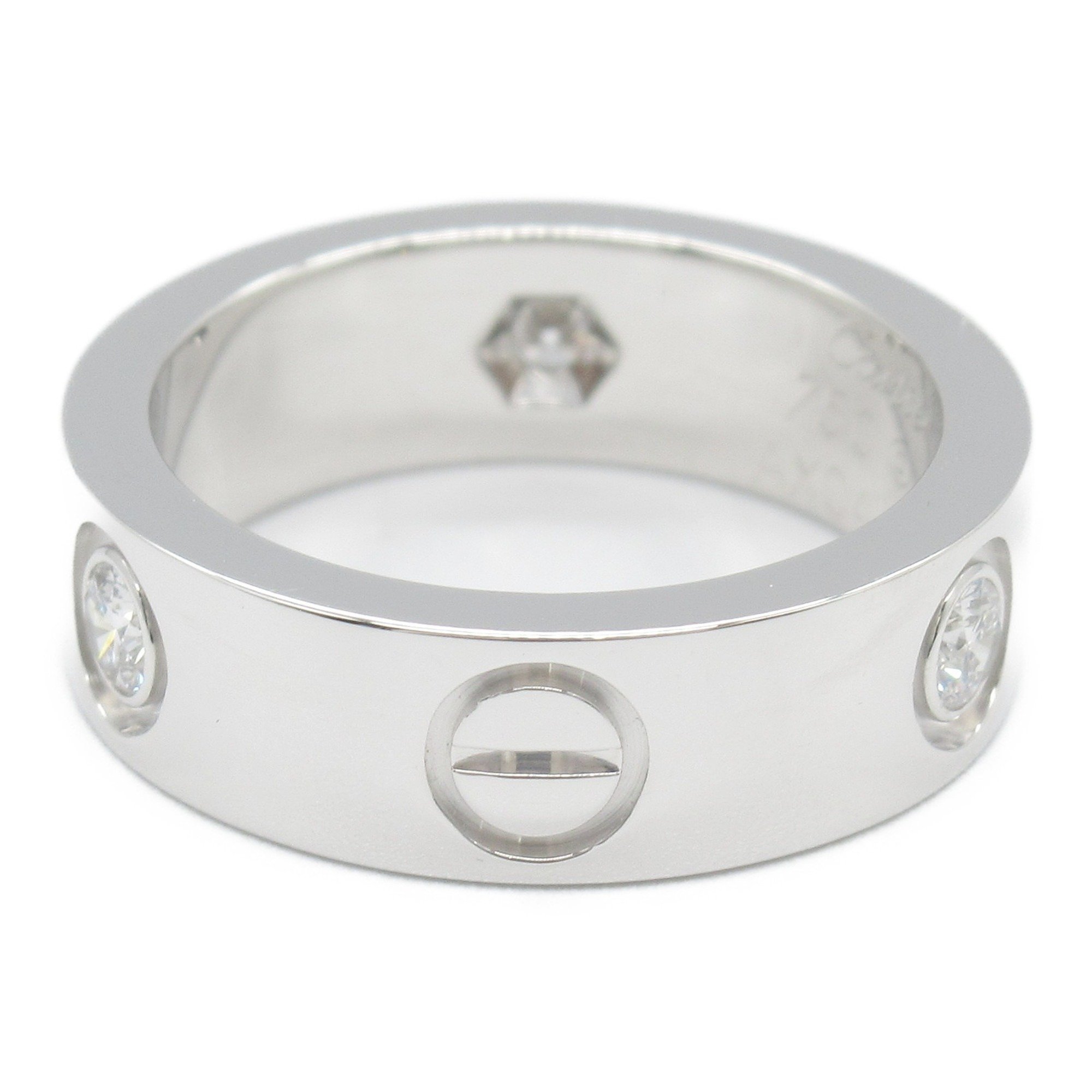 Cartier Love Ring Half Diamond K18WG (White Gold) Ladies Clear