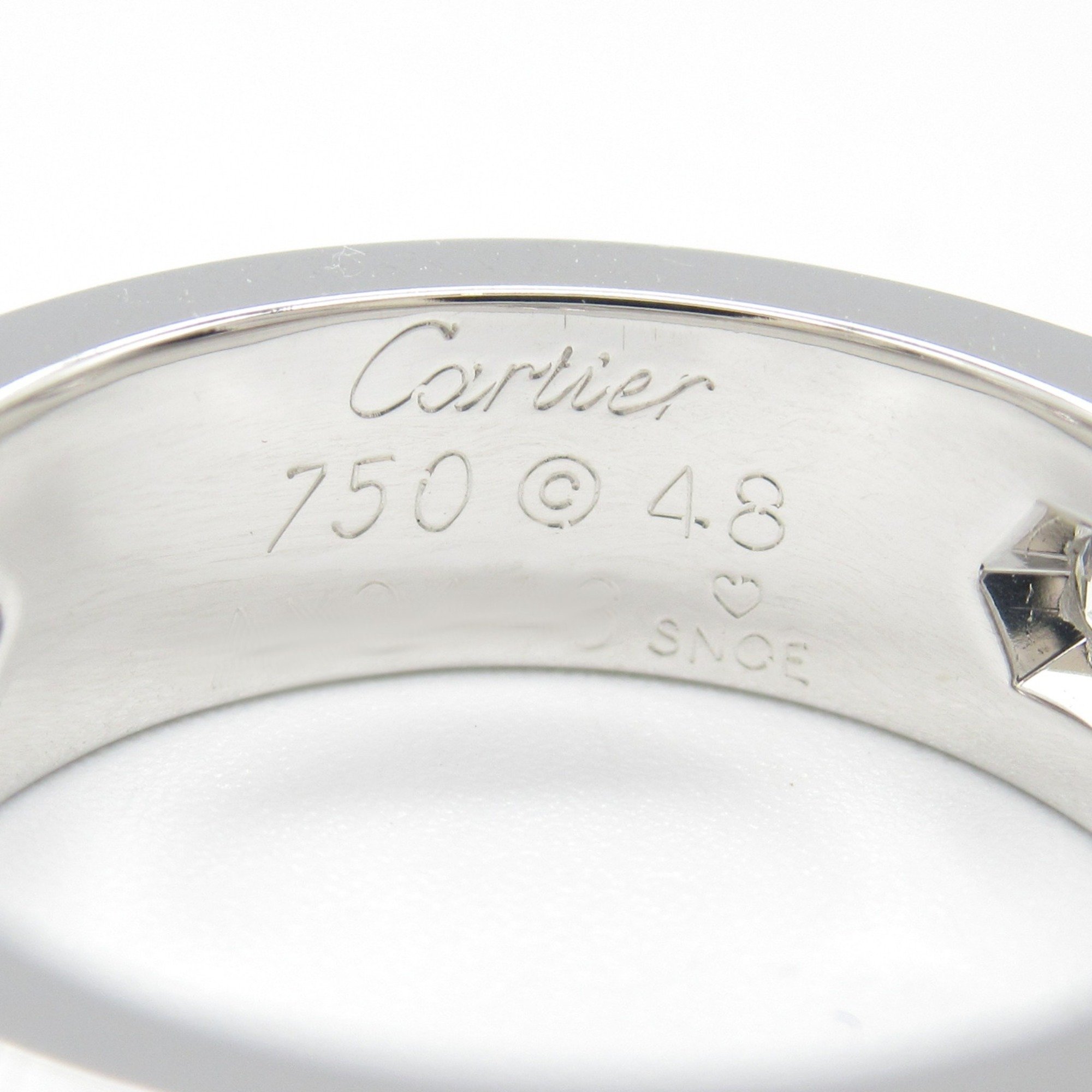 Cartier Love Ring Half Diamond K18WG (White Gold) Ladies Clear