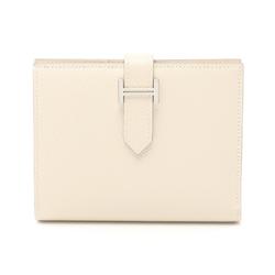 Hermes HERMES Bearn Compact Bi-fold Wallet Epsom Leather Women's Ivory