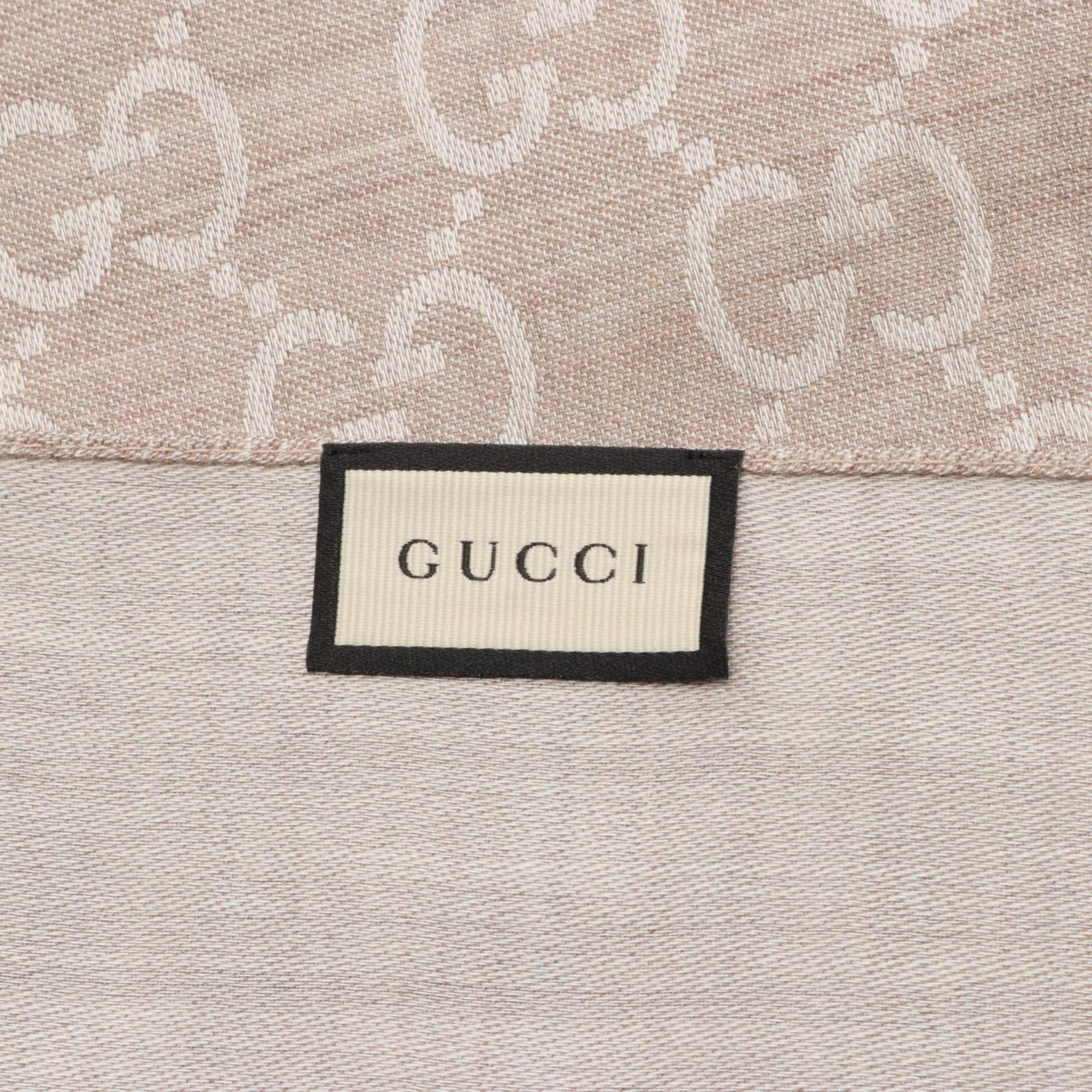 Gucci GG pattern scarf/stole wool silk men's women's beige 1659043G6469500