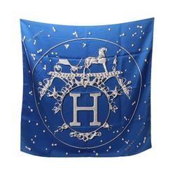 Hermes HERMES Carré 90 VIF ARGENT Scarf Silk Women's Blue Multicolor