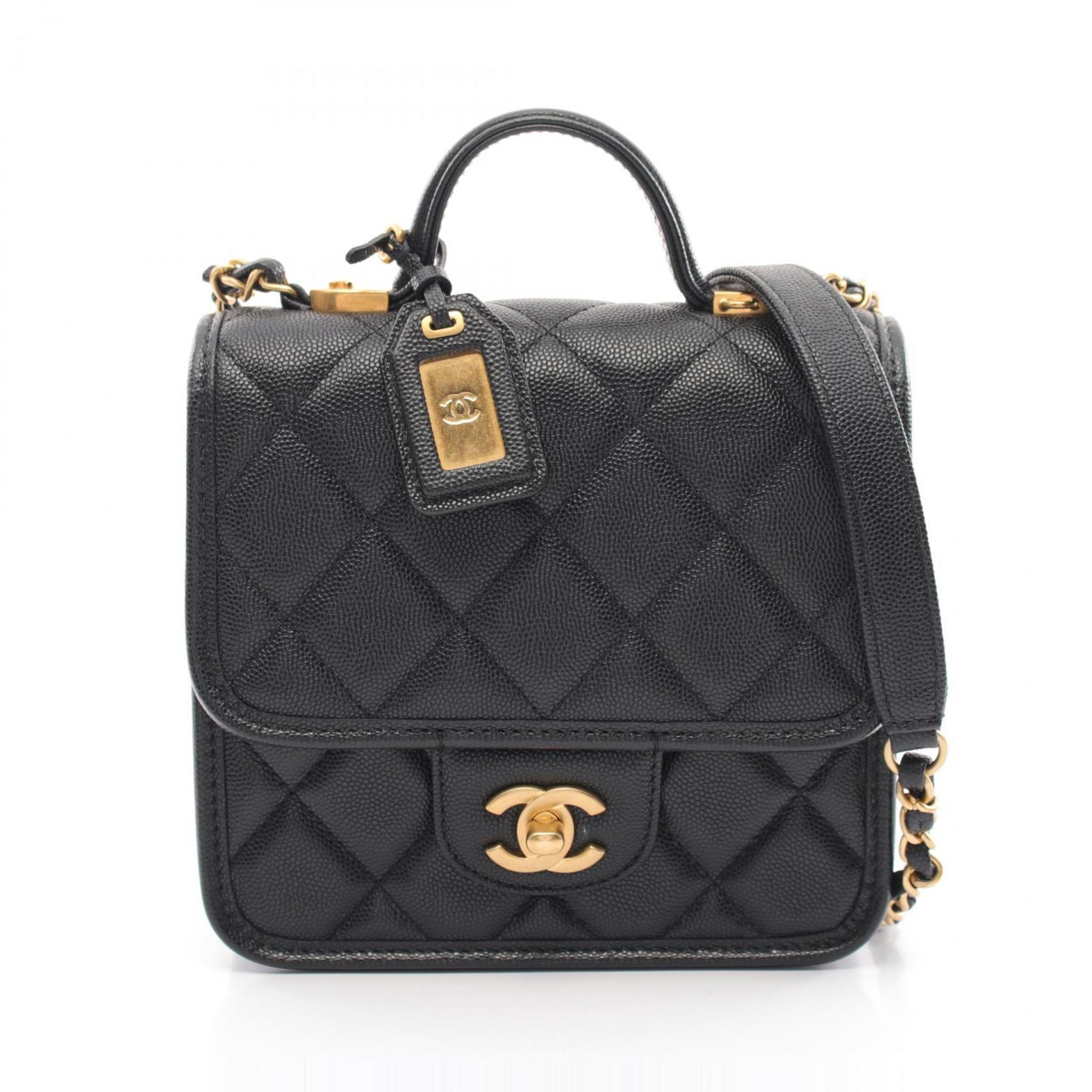 CHANEL Small Matelasse Shoulder Bag Caviar Skin (Grained Calf) Women's Black AS3652