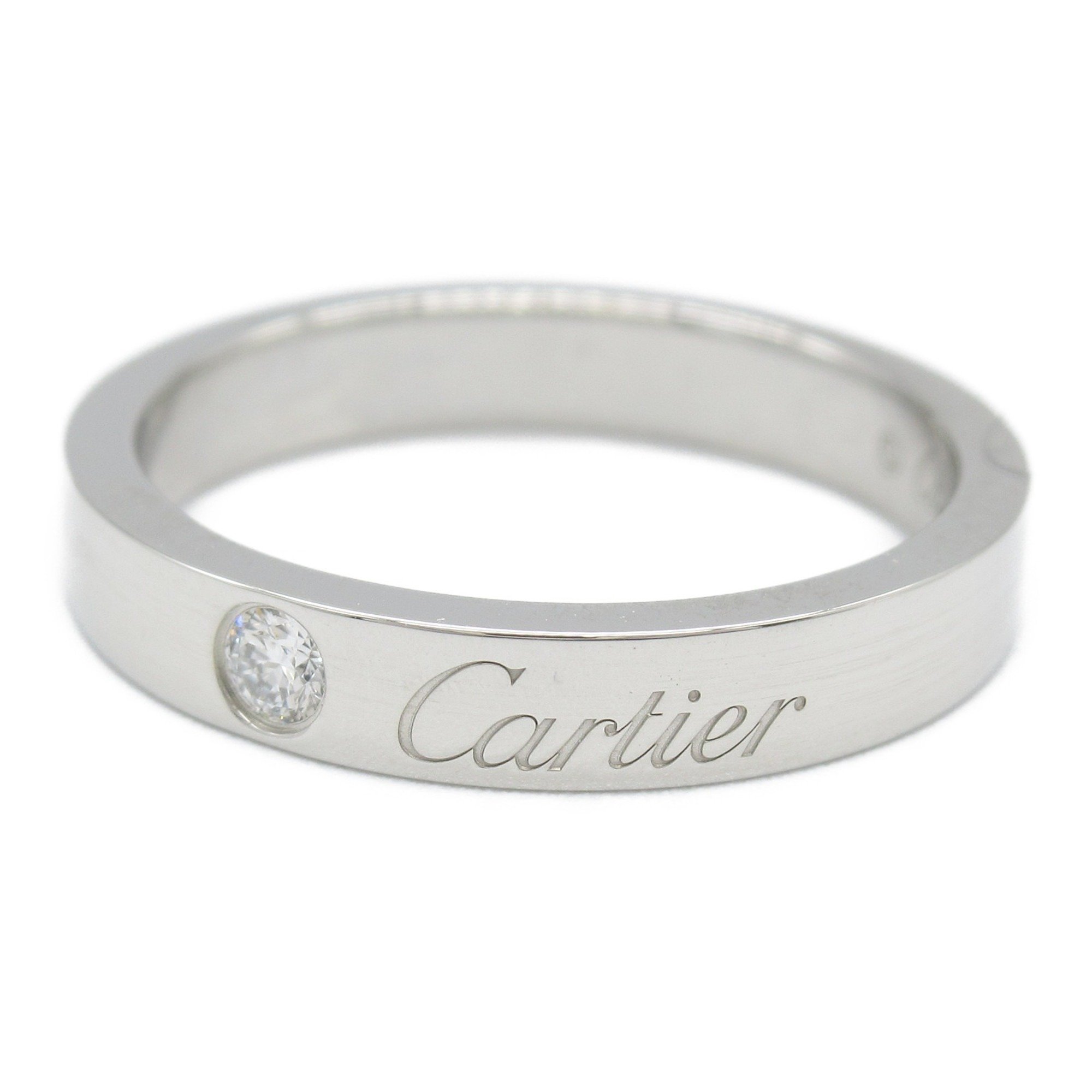 Cartier C de Wedding 1P Diamond Ring, Pt950 Platinum, Diamond, Women's, Clear