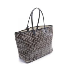 GOYARD Saint Louis PM Tote Bag, Coated Canvas, Leather, Women's, Black, Brown, White