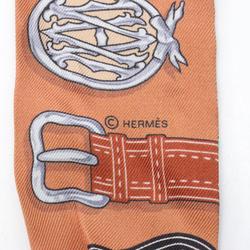 HERMES Twilly HARNAIS DES PRESIDENTS Silk Scarf for Women Brown Multicolor