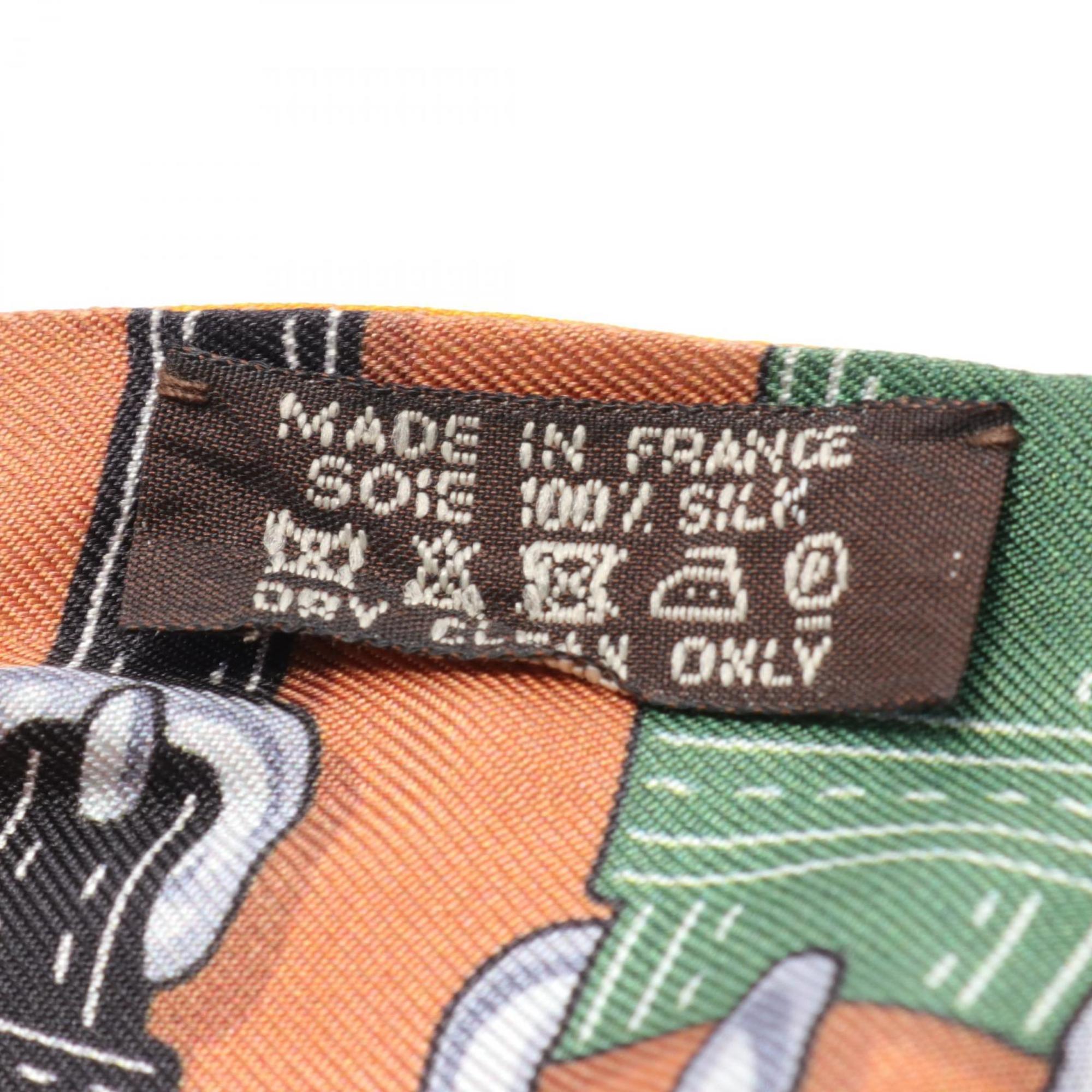 HERMES Twilly HARNAIS DES PRESIDENTS Silk Scarf for Women Brown Multicolor