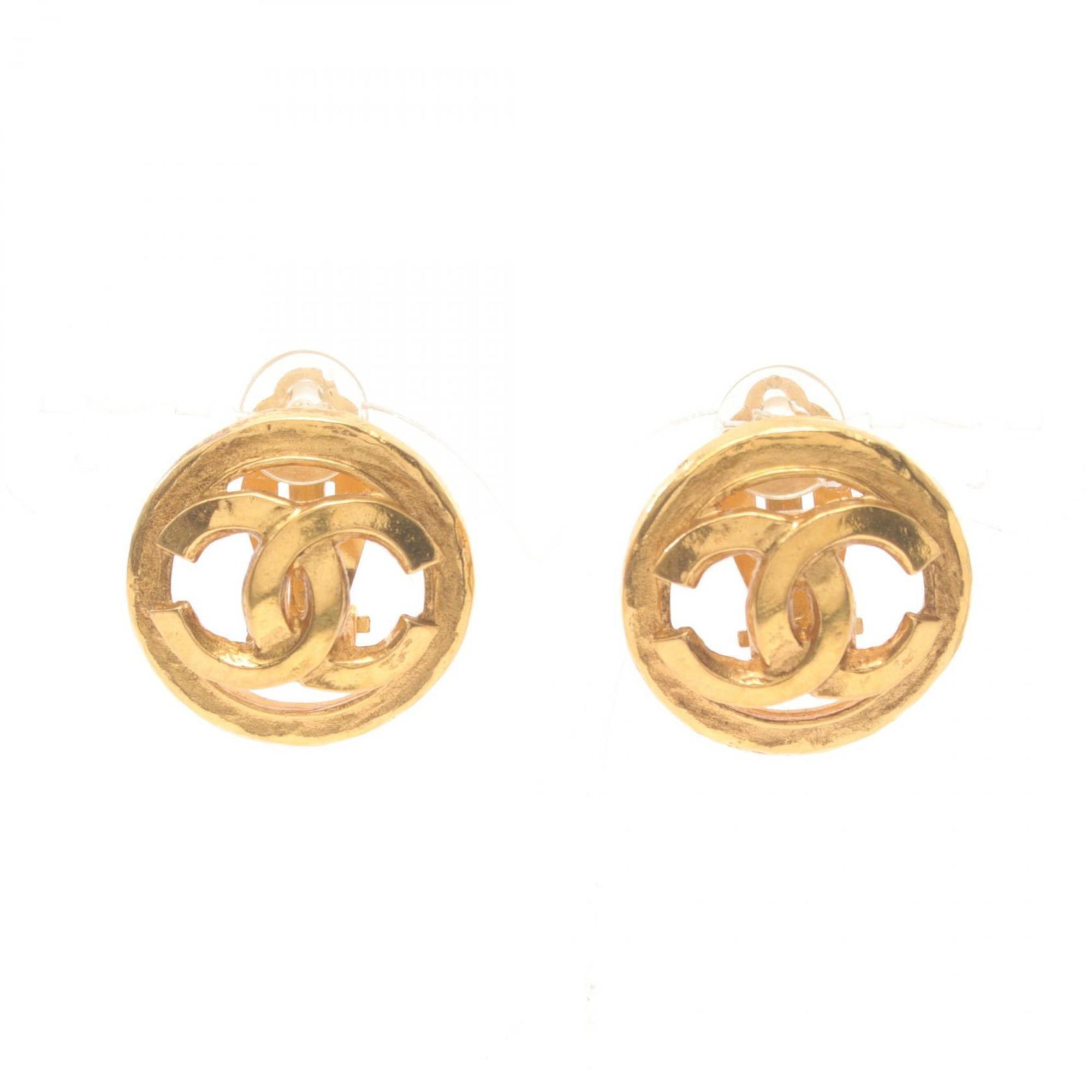 CHANEL Coco Mark Earrings GP (Gold Plated) Women's Gold