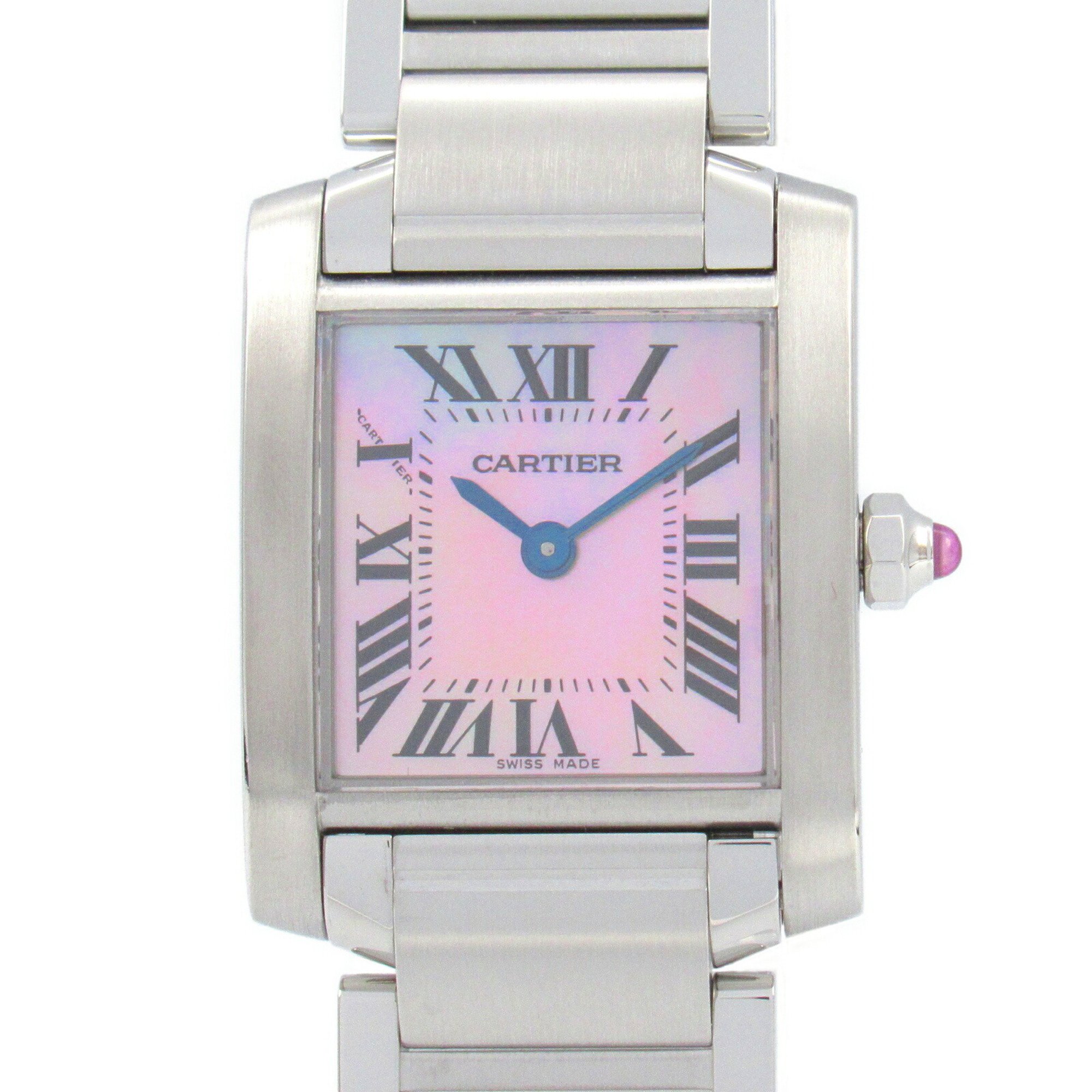 CARTIER Tank Francaise SM Watch Stainless Steel Ladies Pink Shell W51028Q3