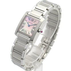 CARTIER Tank Francaise SM Watch Stainless Steel Ladies Pink Shell W51028Q3