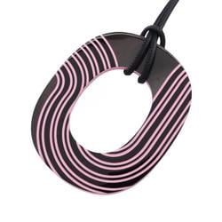 Hermes HERMES Ism Pop Necklace Leather Buffalo Horn Women's Pink Brown