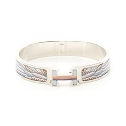 Hermes Click H Pegasus Bangle Stainless Steel Enamel Women's Silver Blue Multicolor SIL