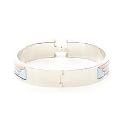 Hermes Click H Pegasus Bangle Stainless Steel Enamel Women's Silver Blue Multicolor SIL