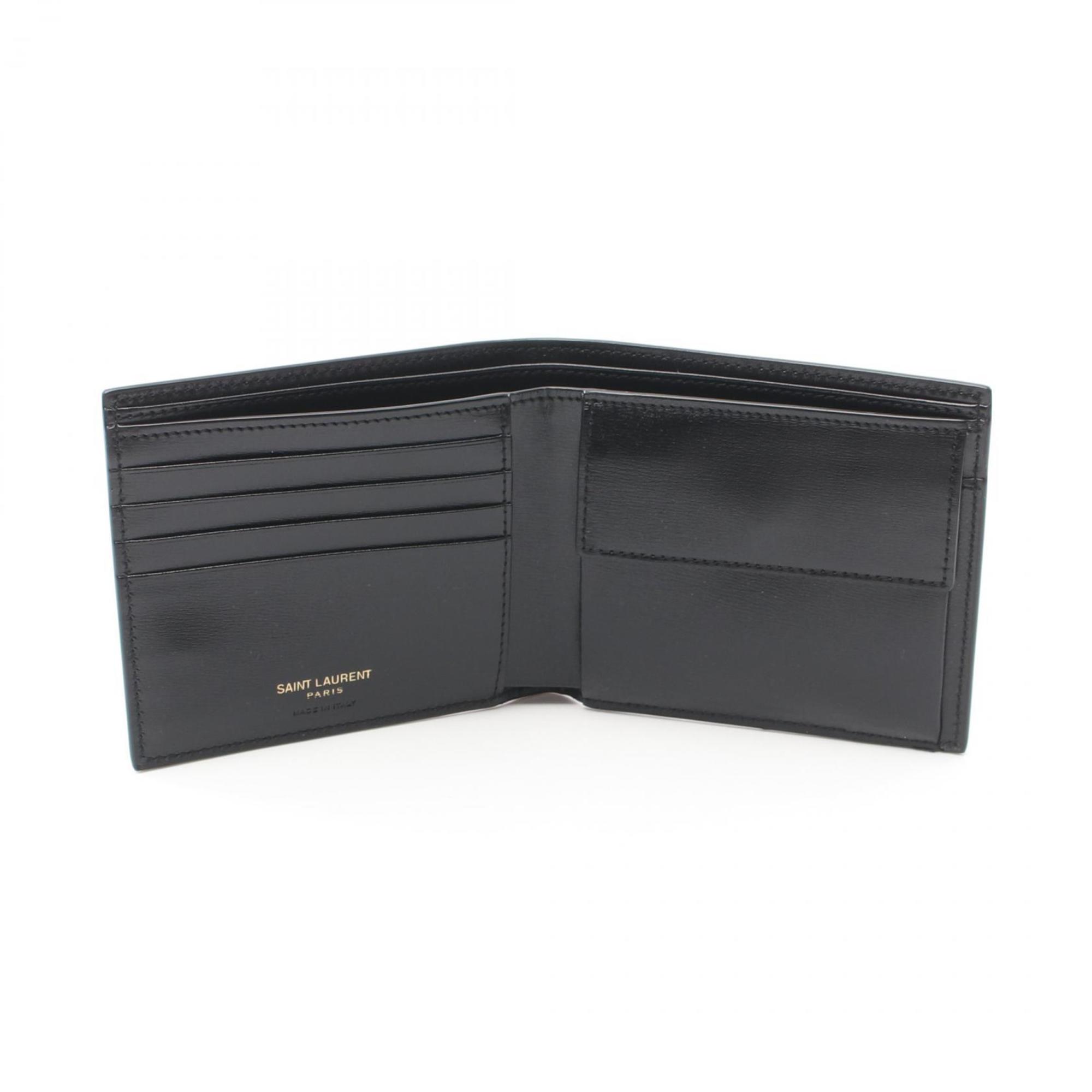 Saint Laurent Tiny Cassandra East West Wallet, Bi-fold wallet, Leather, Women's, Black, 61019302G0W1000