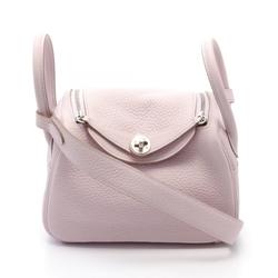 Hermes Lindy Shoulder Bag, Taurillon Clemence, Women's, Pink, Mauve Pale, W Engraved, SIL