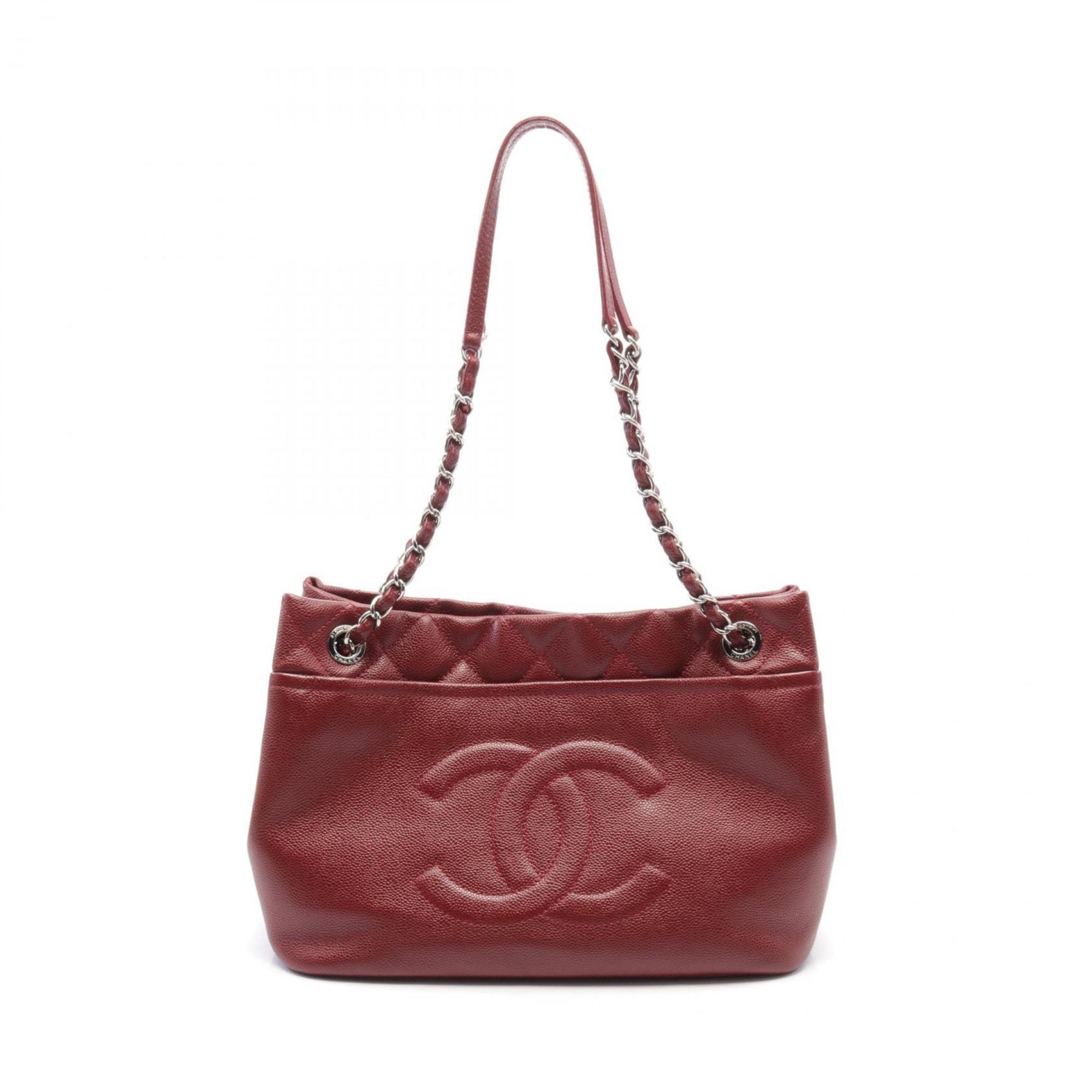 CHANEL Shoulder Bag Leather Grained Calfskin Women's Red