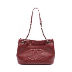 CHANEL Shoulder Bag Leather Grained Calfskin Women's Red