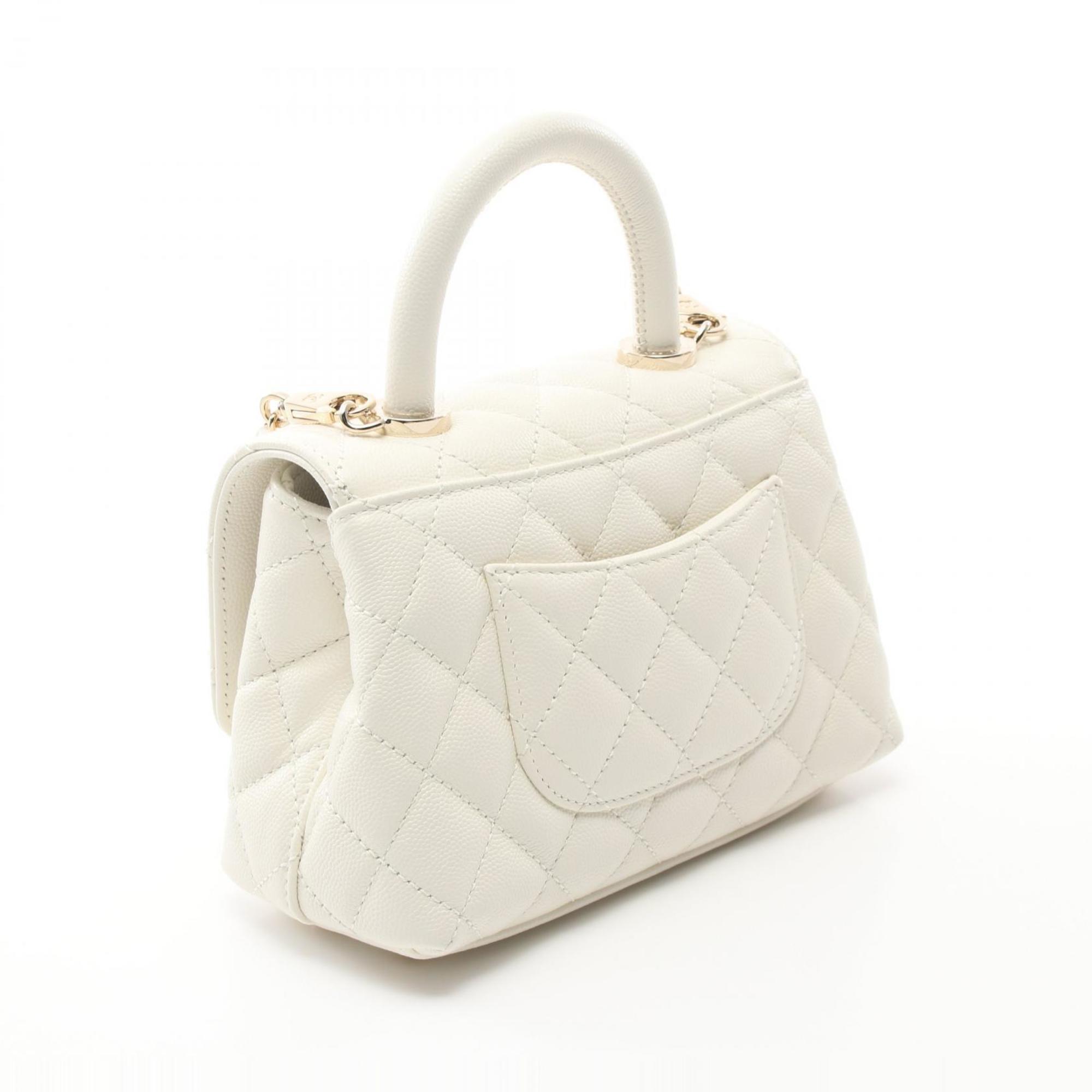 CHANEL Coco Handle XXS Handbag Bag Caviar Skin (Grained Calf) Women's White AS2215