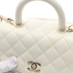 CHANEL Coco Handle XXS Handbag Bag Caviar Skin (Grained Calf) Women's White AS2215